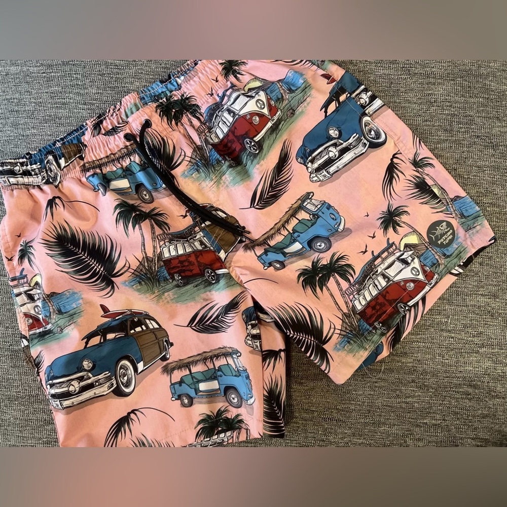 Psycho Tuna Board Shorts Swimming Trunks Palm Classic Cars VW  Surf-Life Size XL